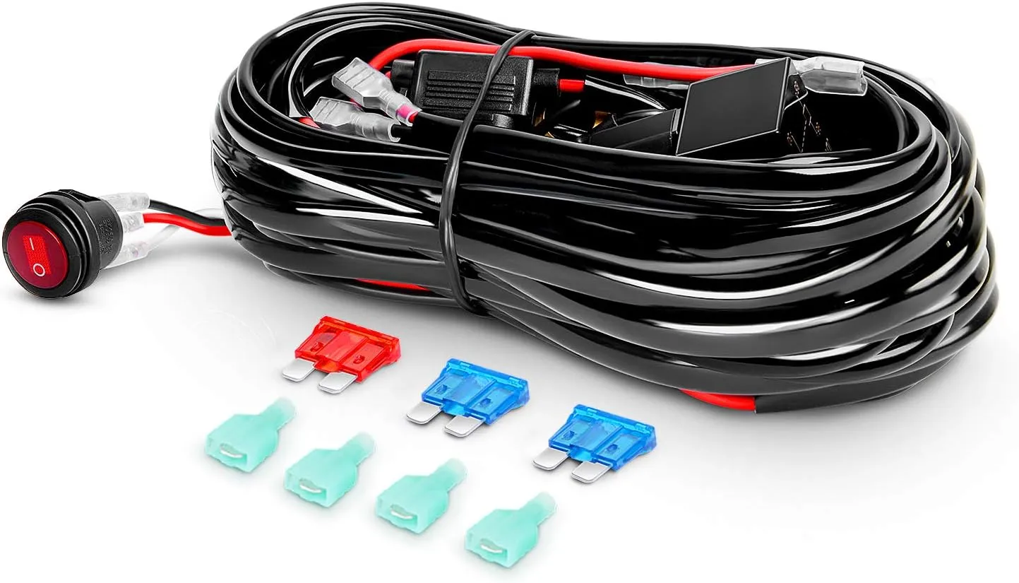 Nilight LED Light Bar Set, 12 Inch 300W Triple Row Spot Flood Combo Work Driving Lamp, 2 Pcs 4 inch 60 W with Wiring Harness for Off road ATV Boat Lighting, Year Warranty
