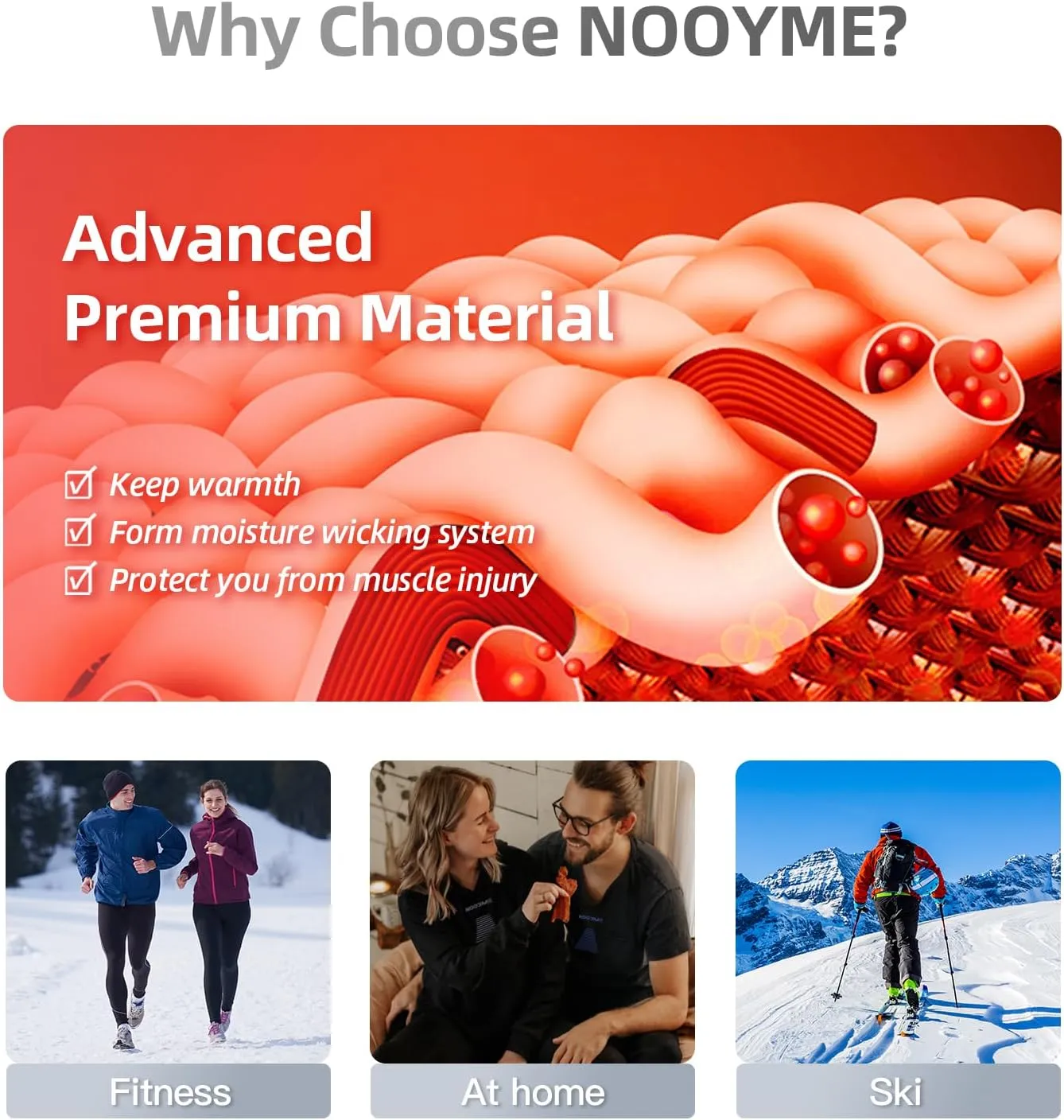 NOOYME Thermal Underwear Long Johns for Men - Long Underwear Base Layer for Cold Weather