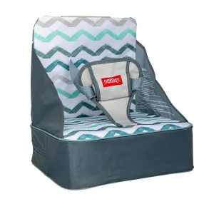 Nuby Easy Go Booster Seat - Travel Booster Seat for Babies and Toddlers - Holds Up to 35 Pounds - 9  Months - Gray Chevron