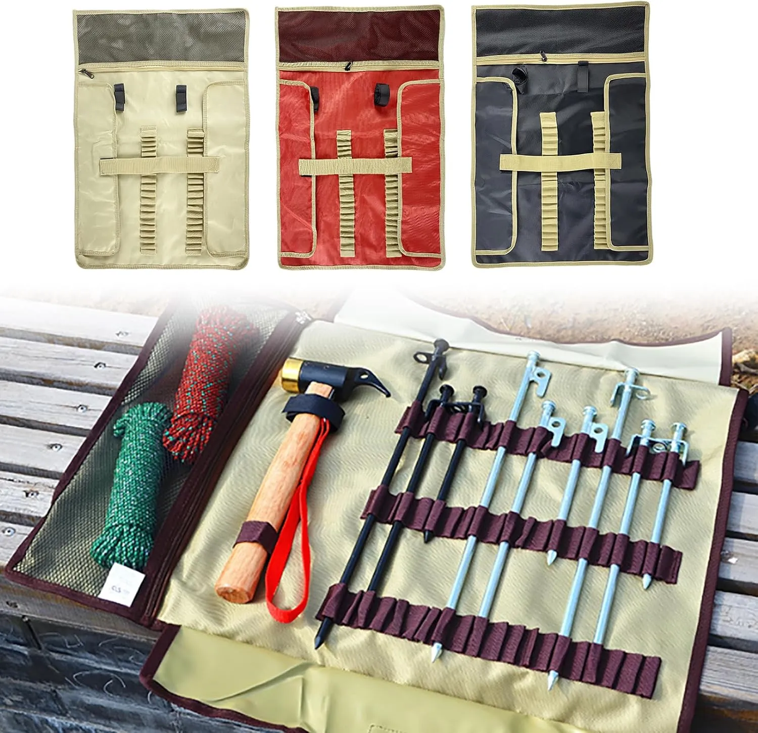 NUEAYMS Camping Equipment Stake Storage Bags Tent Peg Accessories for Outdoor Hiking Fishing Mountaineer Climbing Large Capacity
