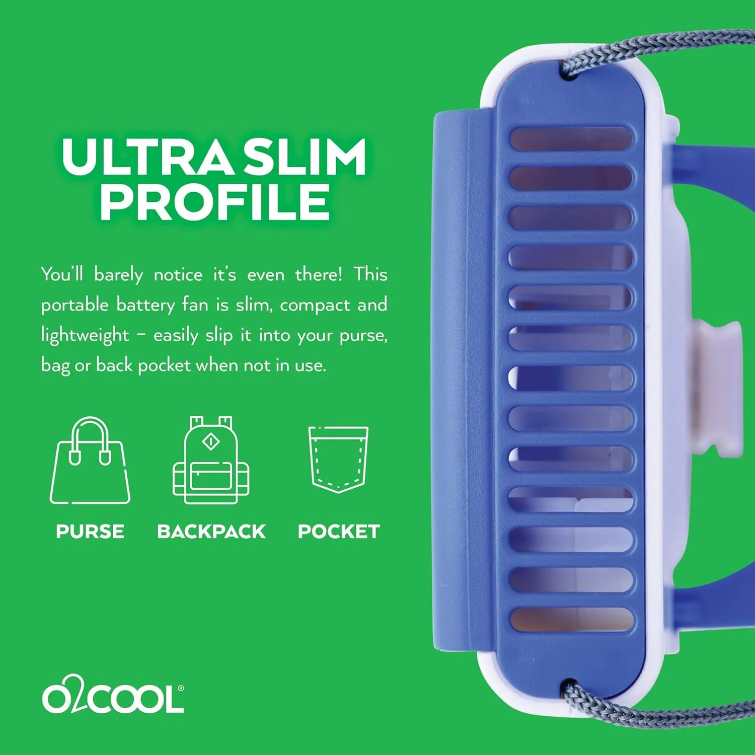 O2COOL Deluxe Necklace Fan | Battery Powered, Hands-Free Personal Cooling Fan w/Adjustable Lanyard, Table Top Stand   Wearable Clip (Dark Blue   Purple (2 Pack))