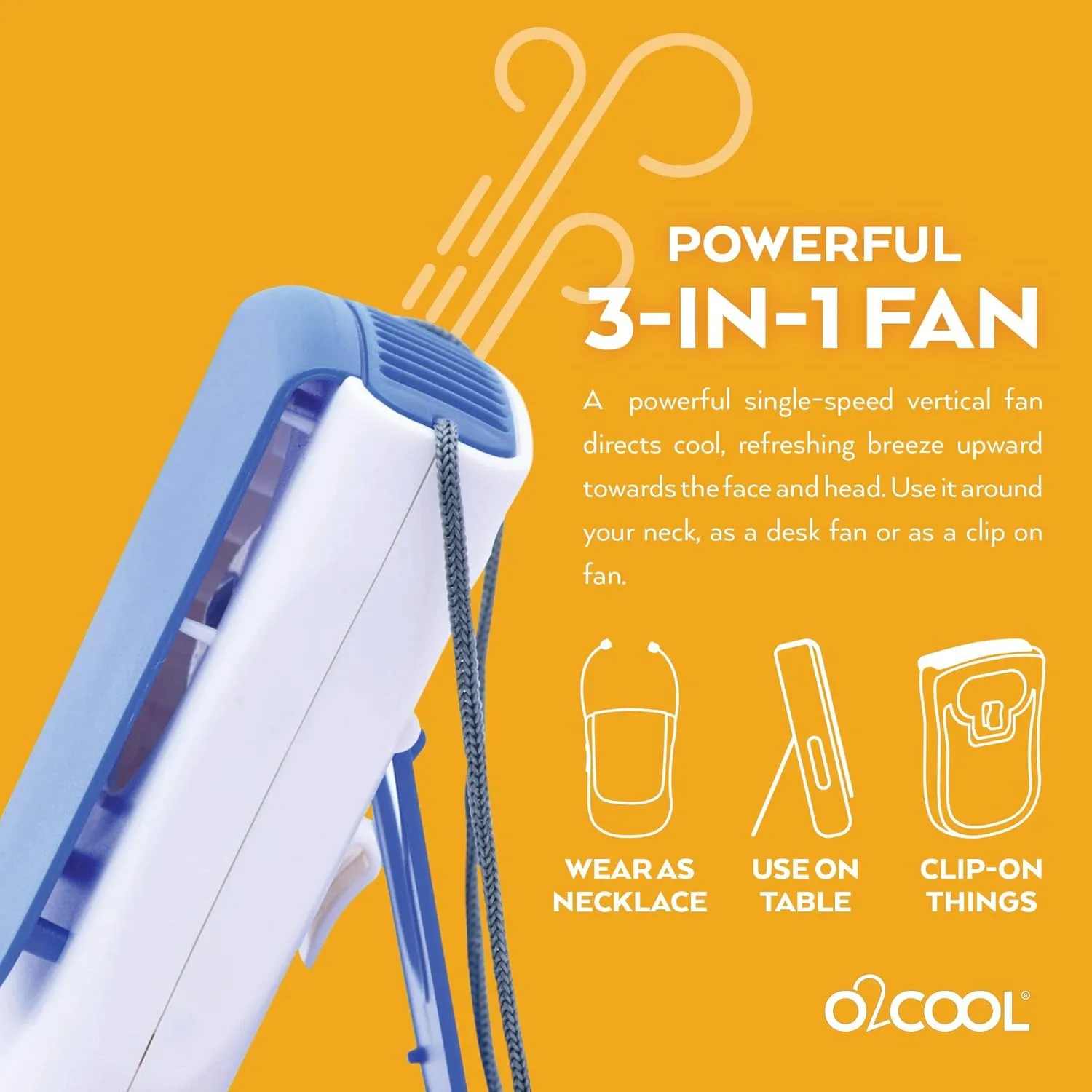 O2COOL Deluxe Necklace Fan | Battery Powered, Hands-Free Personal Cooling Fan w/Adjustable Lanyard, Table Top Stand   Wearable Clip (Dark Blue   Purple (2 Pack))