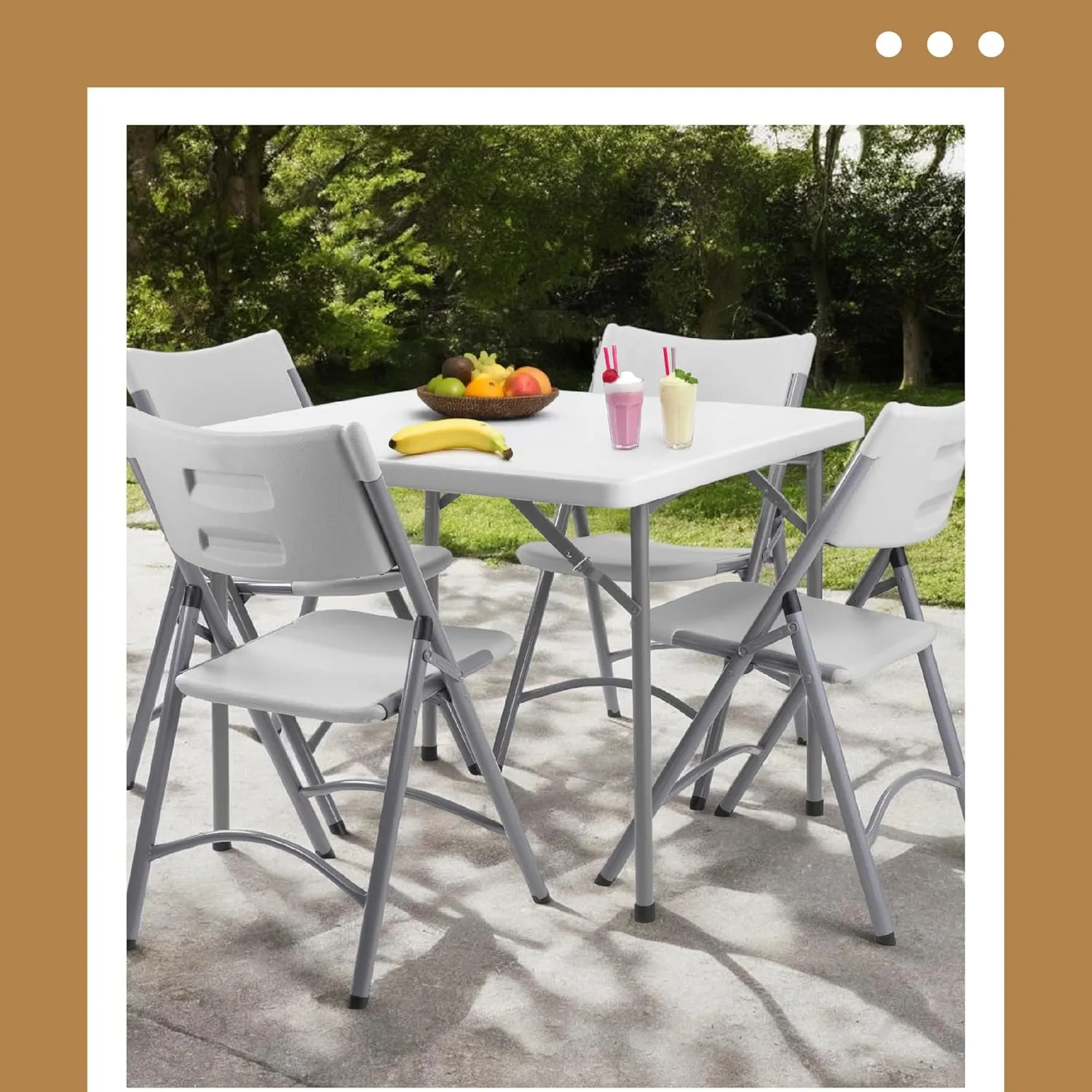 OEF Furnishings 36" Square Heavy Duty Folding Table, Light Grey – Indoor/Outdoor Durable Plastic Table