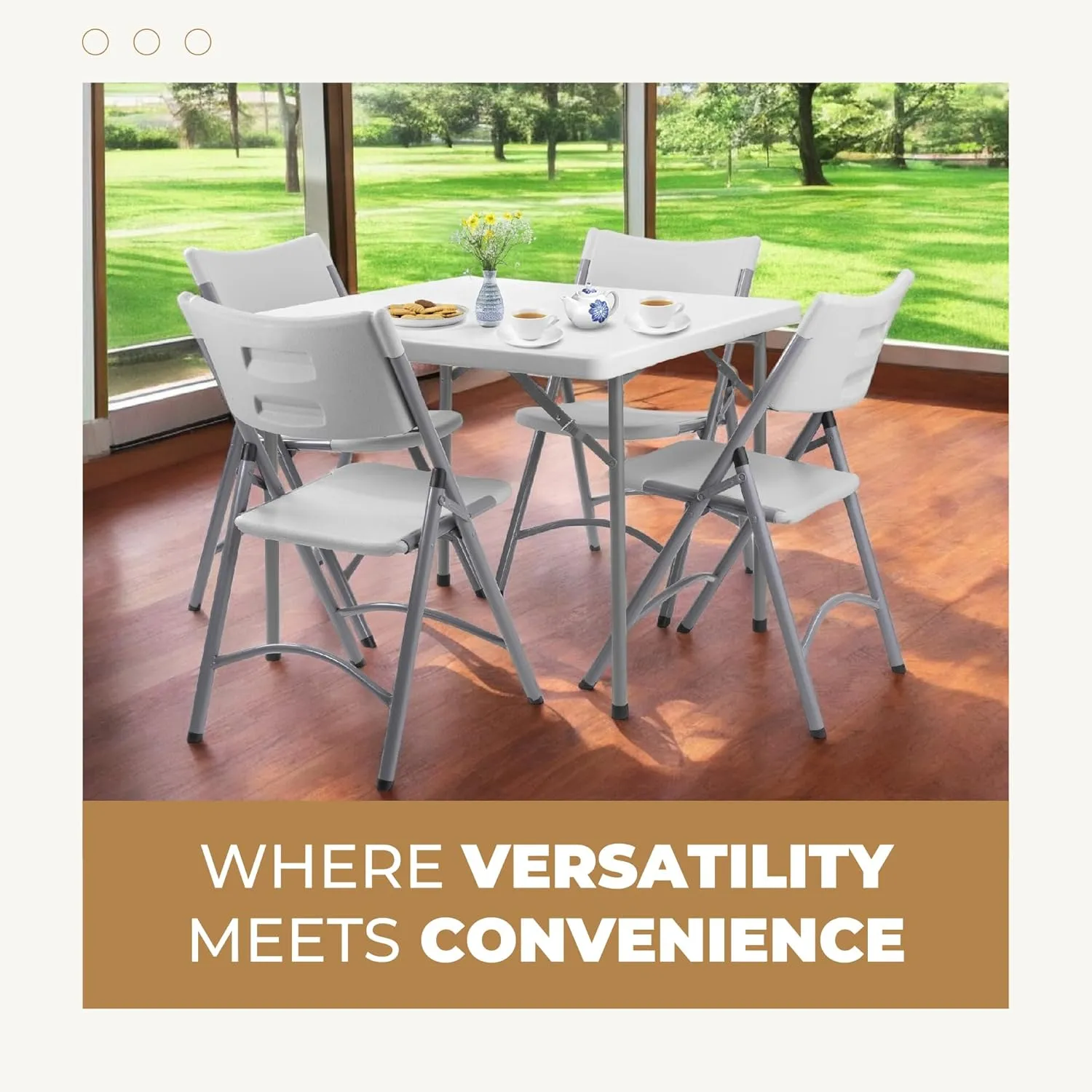 OEF Furnishings 36" Square Heavy Duty Folding Table, Light Grey – Indoor/Outdoor Durable Plastic Table