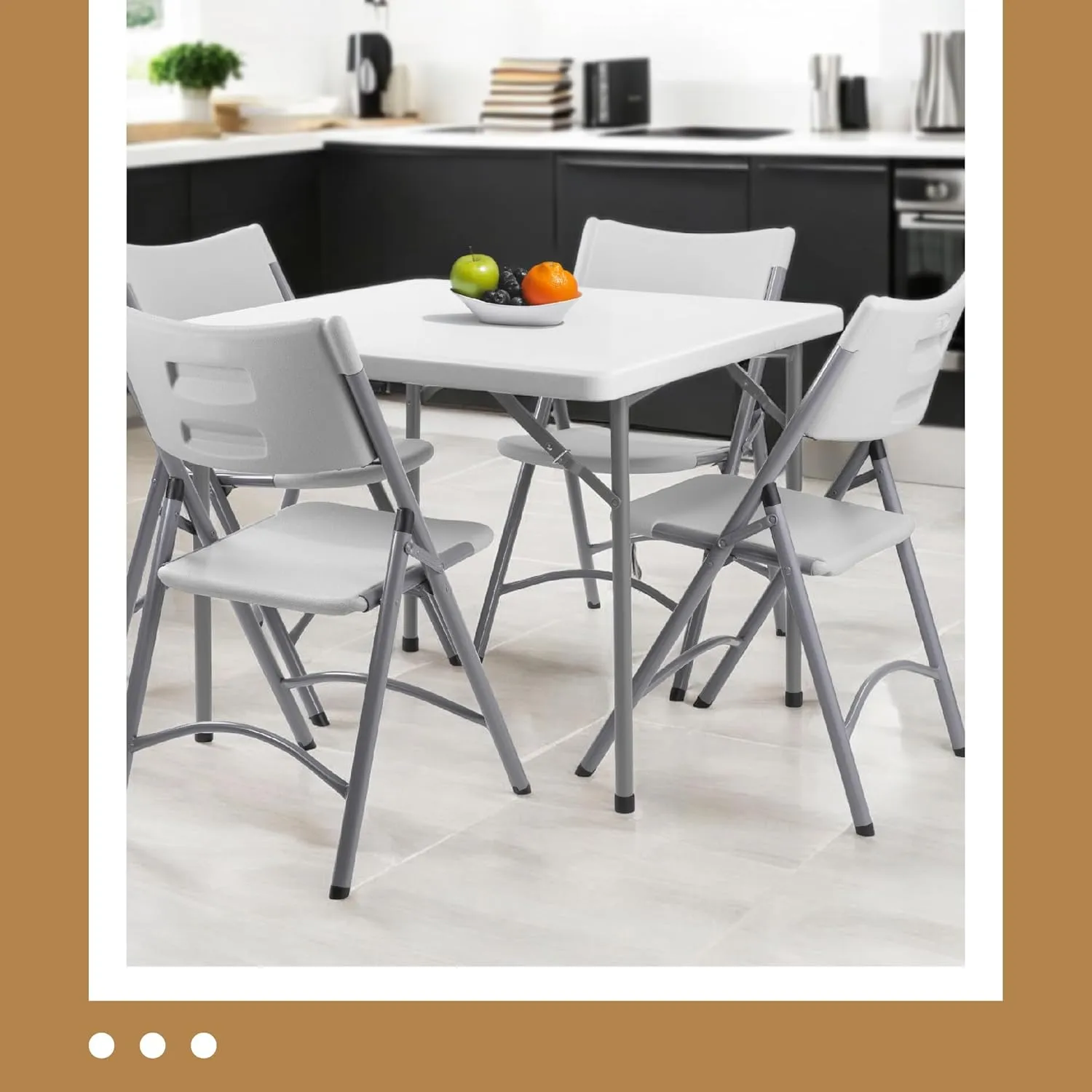 OEF Furnishings 36" Square Heavy Duty Folding Table, Light Grey – Indoor/Outdoor Durable Plastic Table