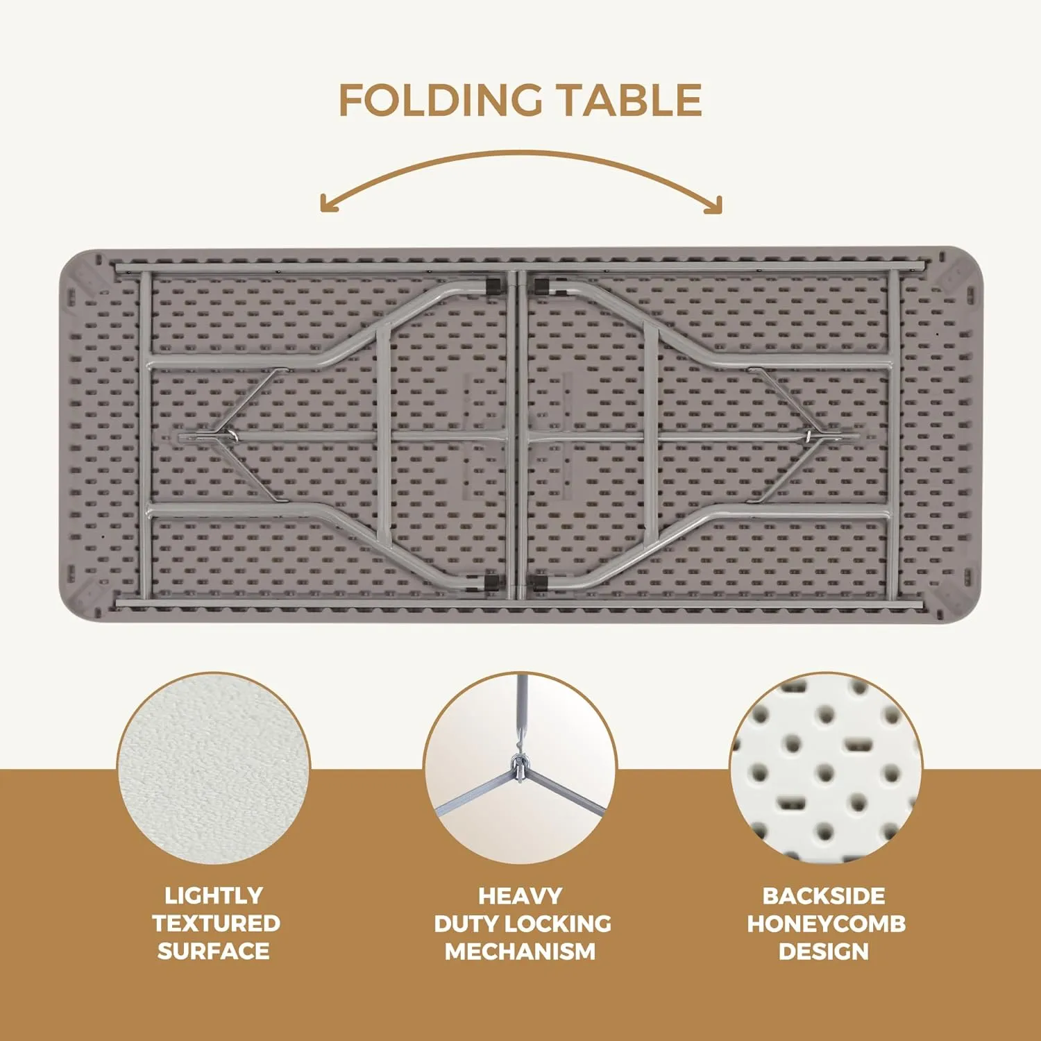 OEF Furnishings 6-Foot Folding Table, Charcoal Slate - Durable, Lightweight, Indoor/Outdoor Versatility