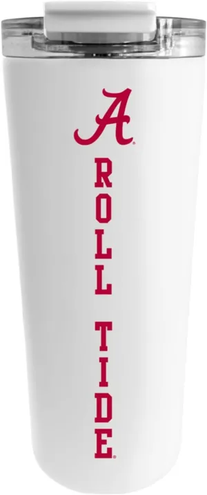 Officially Licensed Collegiate Stainless Steel Tumbler - Double Walled Insulated Travel Thermos - 24 oz (Alabama White)