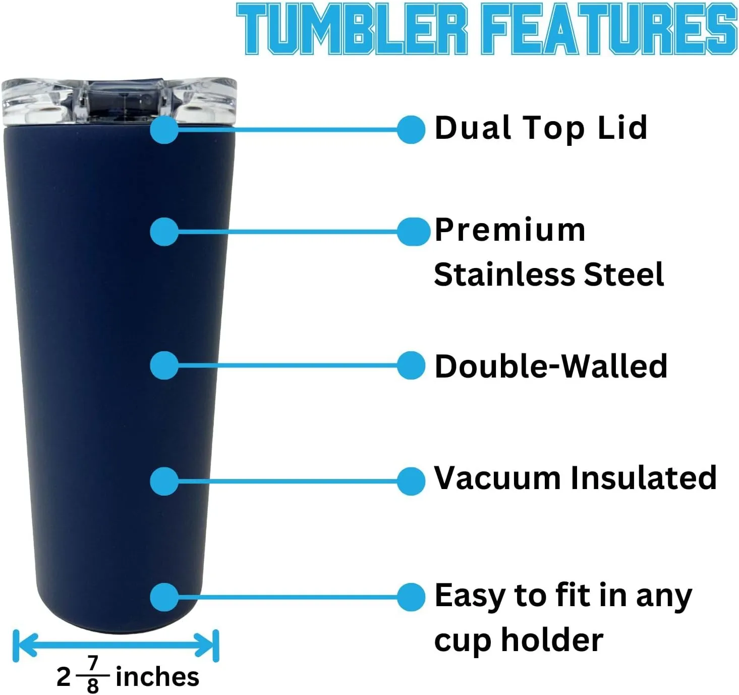 Officially Licensed Collegiate Stainless Steel Tumbler - Double Walled Insulated Travel Thermos - 24 oz (Auburn Navy)