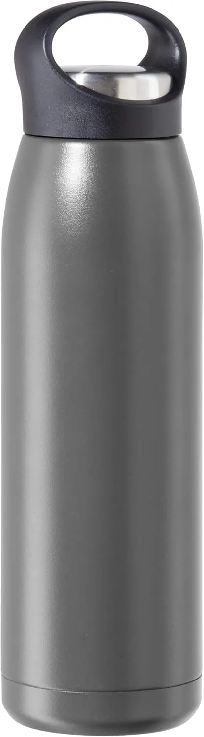 Oggi Freestyle Stainless Steel Insulated Water Bottle- Double Wall Vacuum Insulated, Travel Thermos, 23oz(680ml), Charcoal
