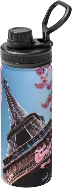 Oil Painting Paris Eiffel Tower Sports Insulated Water Bottle - Premium 18 oz. Stainless Steel Hydration Bottle for Outdoor Enthusiasts