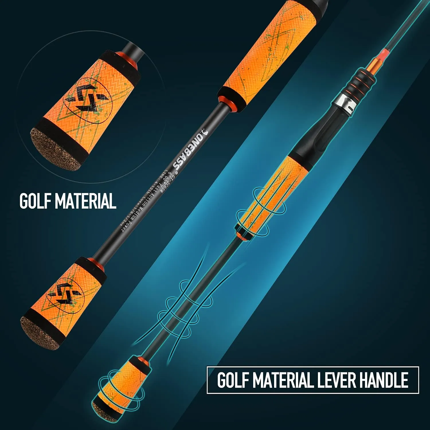 One Bass Fishing Pole 24 Ton Carbon Fiber Casting and Spinning Rods - Two Pieces, SuperPolymer Handle Fishing Rod for Bass Fishing