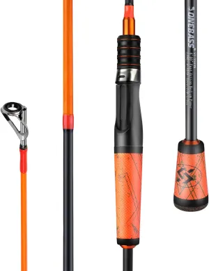 One Bass Fishing Pole 24 Ton Carbon Fiber Casting and Spinning Rods - Two Pieces, SuperPolymer Handle Fishing Rod for Bass Fishing