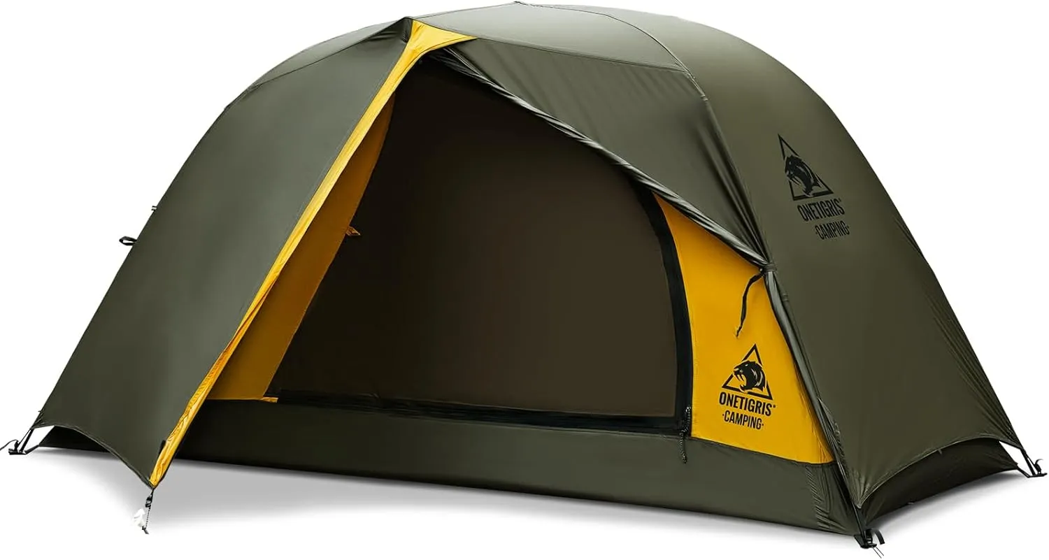 OneTigris Stella 4 Season Camping Tent Backpacking 1 Person Waterproof Lightweight Easy Setup Instant 3000mm Waterproof Rating Outdoor Hiking Tent