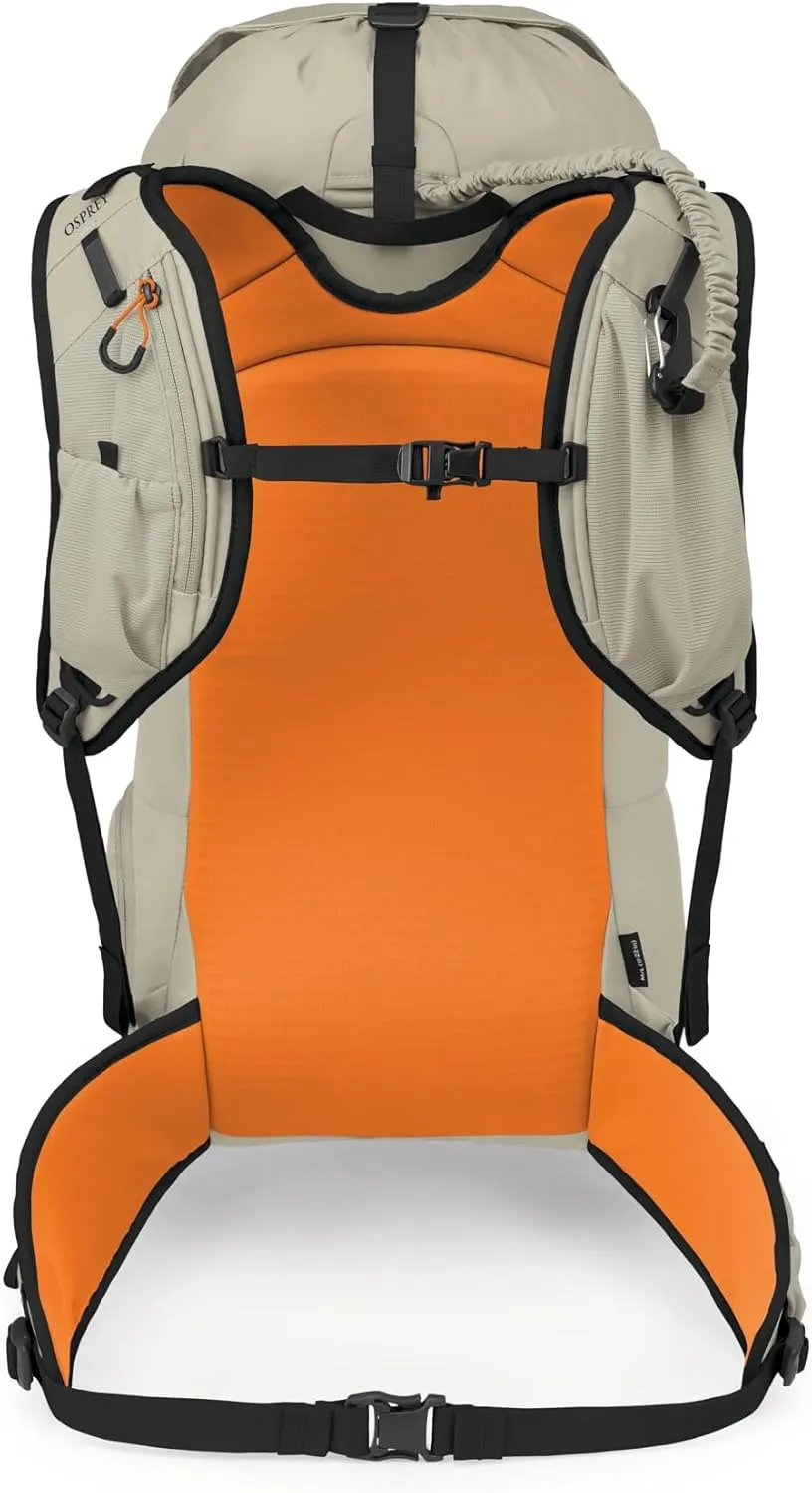 Osprey Firn 28L Ski and Snowboard Backpack, Sandy Grey/Tequila Orange, Small/Medium