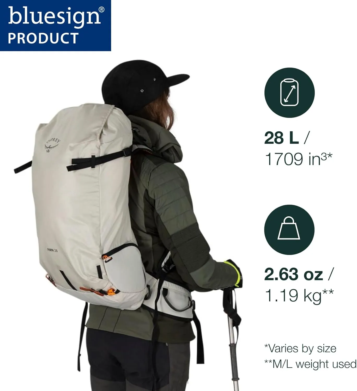 Osprey Firn 28L Ski and Snowboard Backpack, Sandy Grey/Tequila Orange, Small/Medium