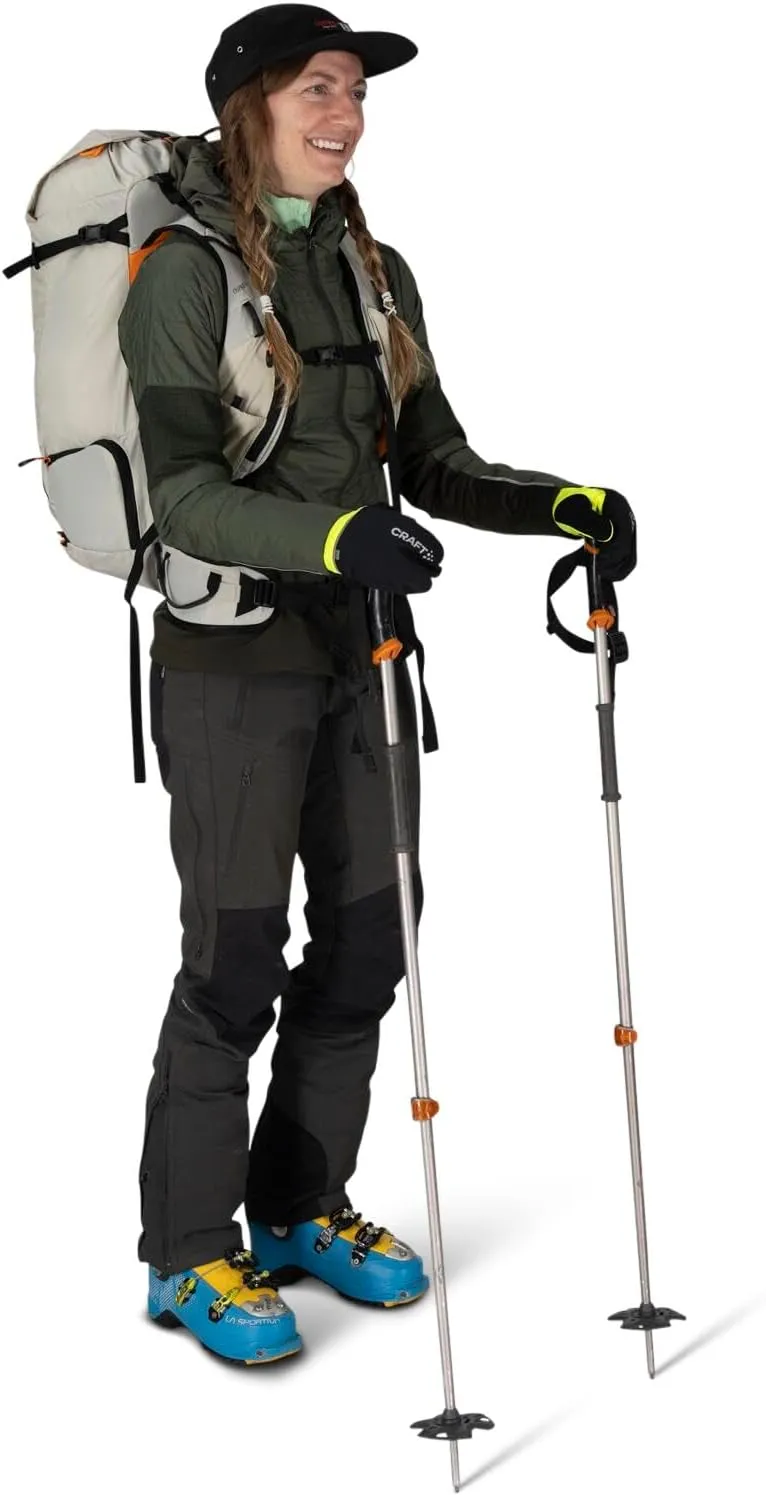 Osprey Firn 28L Ski and Snowboard Backpack, Sandy Grey/Tequila Orange, Small/Medium