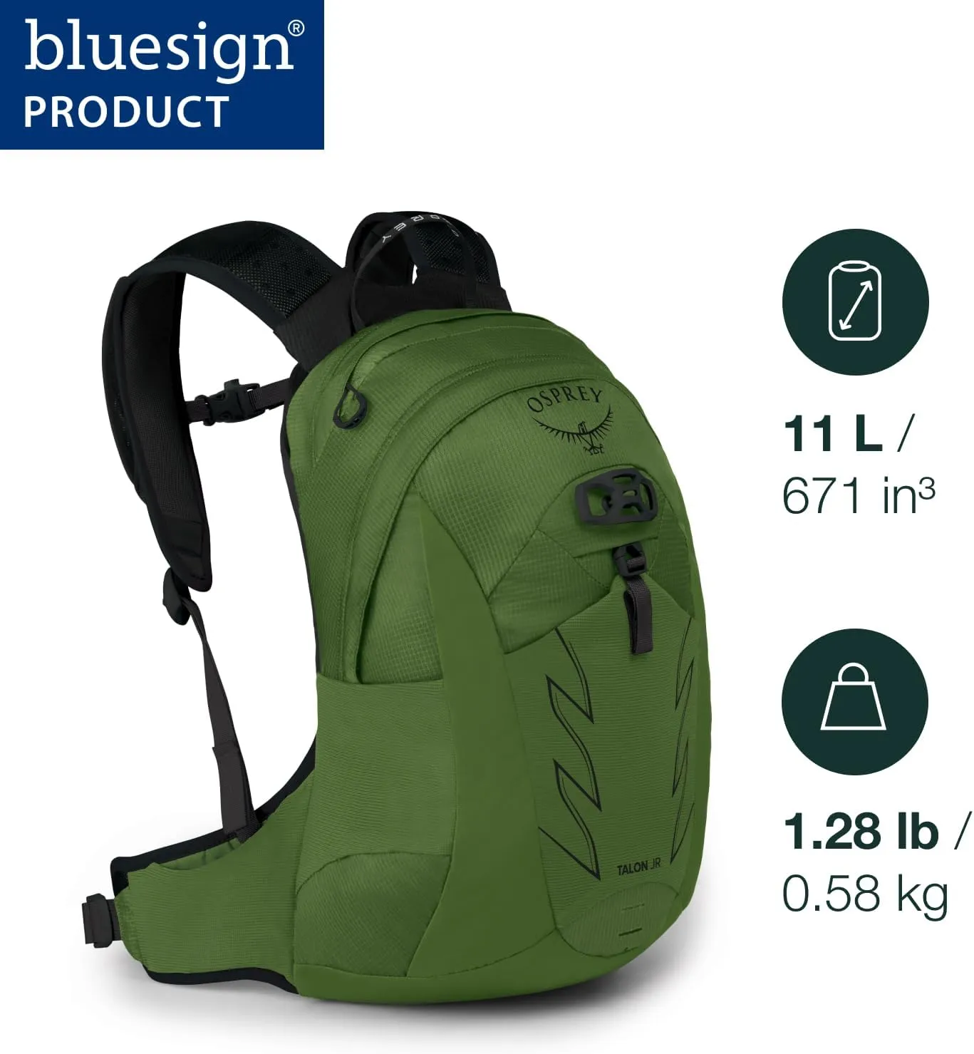 Osprey Talon Jr Boy's Hiking Backpack, Stealth Black
