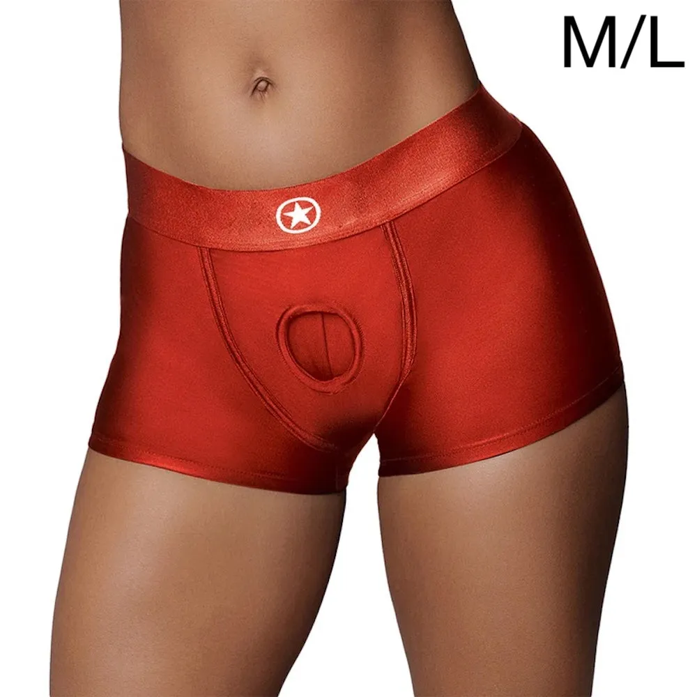 Ouch! Vibrating Strap on Boxer Harness - Red