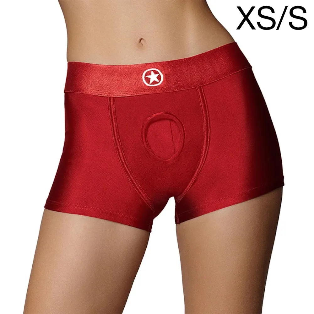 Ouch! Vibrating Strap on Boxer Harness - Red