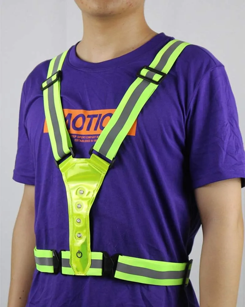 Outdoor Activity LED Light Vest for Running Cycling Safety and Visibility, USB Rechargeable, Green, 36 Short
