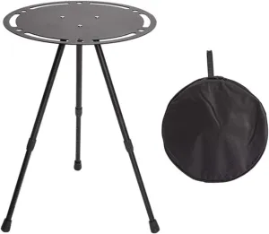 Outdoor Aluminum Alloy Table Folding Round Table Adjustable Height Small Folding Camping Table for Camp Travel
