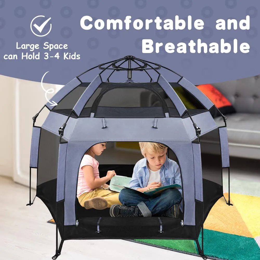 Outdoor Baby Playpen with Canopy Beach Tent for Kids and Toddlers Portable Lightweight Pop Up Pack and Play Playards with Travel Bag,61"*61"*49.2"