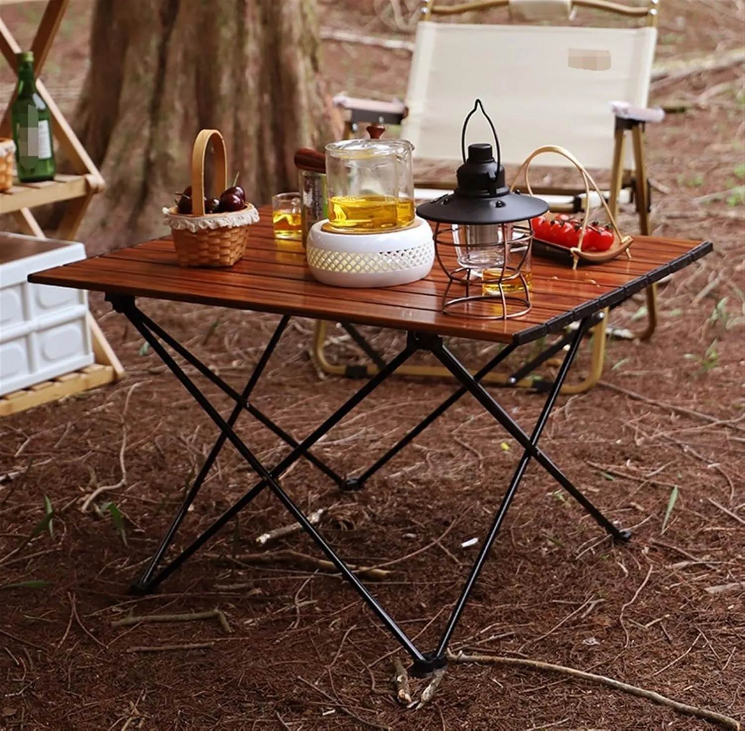 Outdoor Camping Table Folding Table Portable Table Aluminum Alloy Table for Camping Outdoor Indoor Picnic Camping Furniture(Brown,35 * 40 * 29cm)