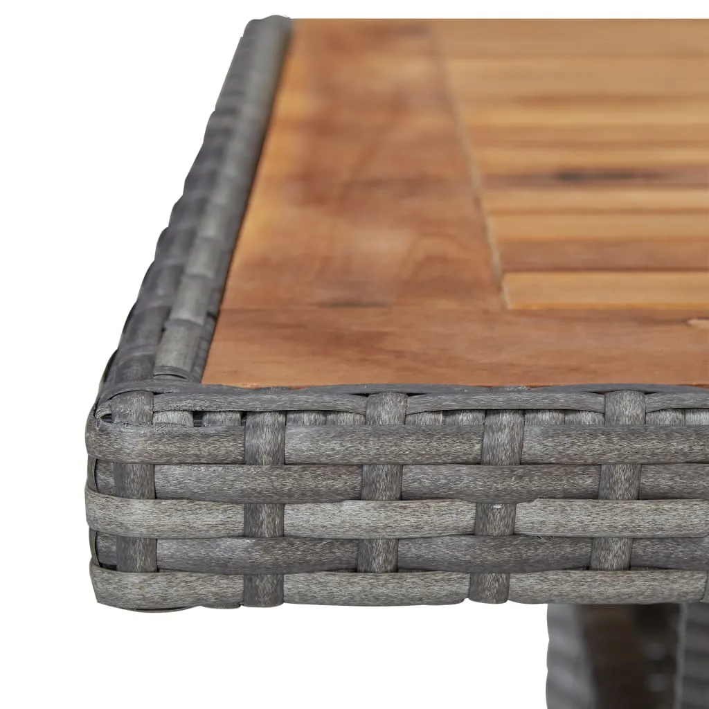 Outdoor Dining Table Storage Patio Table Solid Wood Acacia PE Rattan
