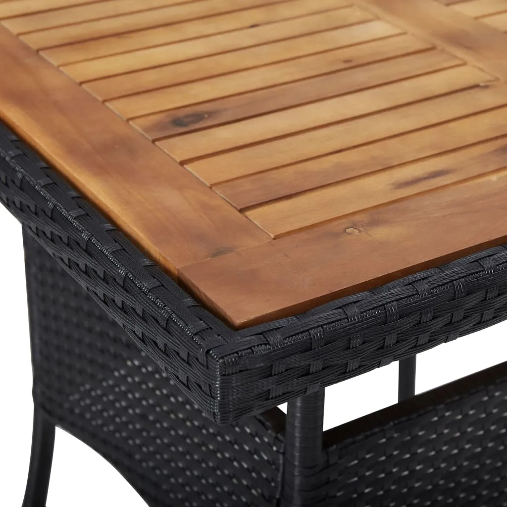 Outdoor Dining Table Storage Patio Table Solid Wood Acacia PE Rattan
