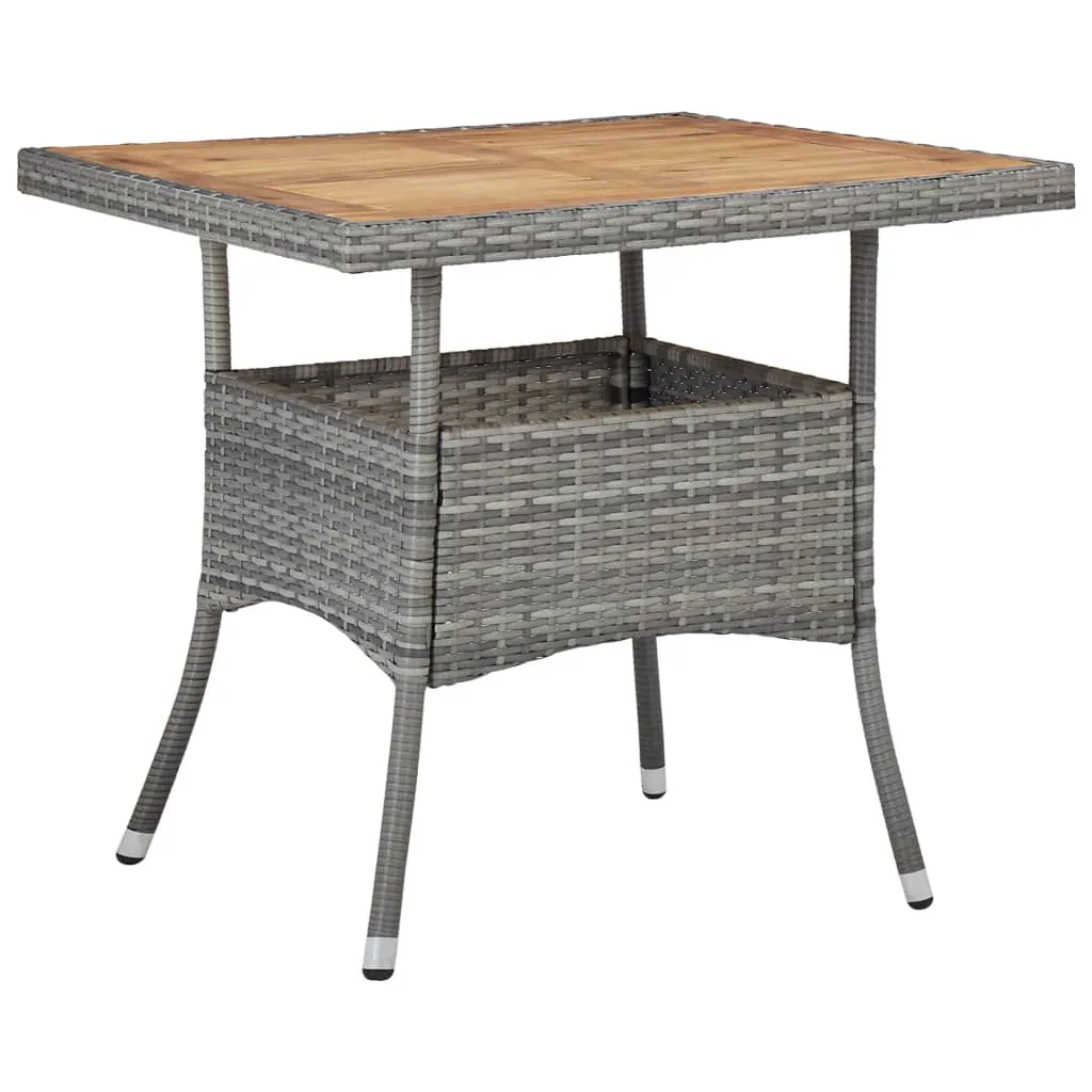 Outdoor Dining Table Storage Patio Table Solid Wood Acacia PE Rattan