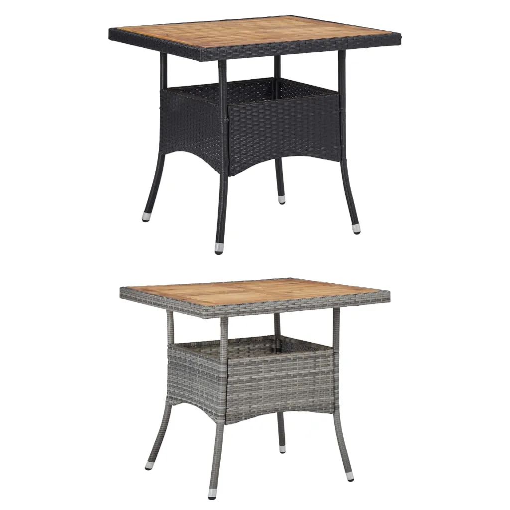 Outdoor Dining Table Storage Patio Table Solid Wood Acacia PE Rattan