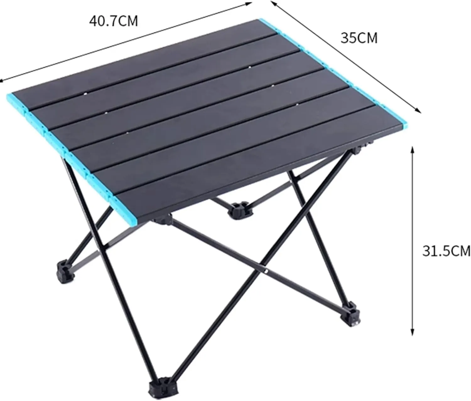Outdoor Folding Table Aluminum Alloy Folding Table, Lightweight Portable Folding Table with Pocket, Organizer and Light Stand for Picnic Camping(Black,40.7x35x31.5cm)