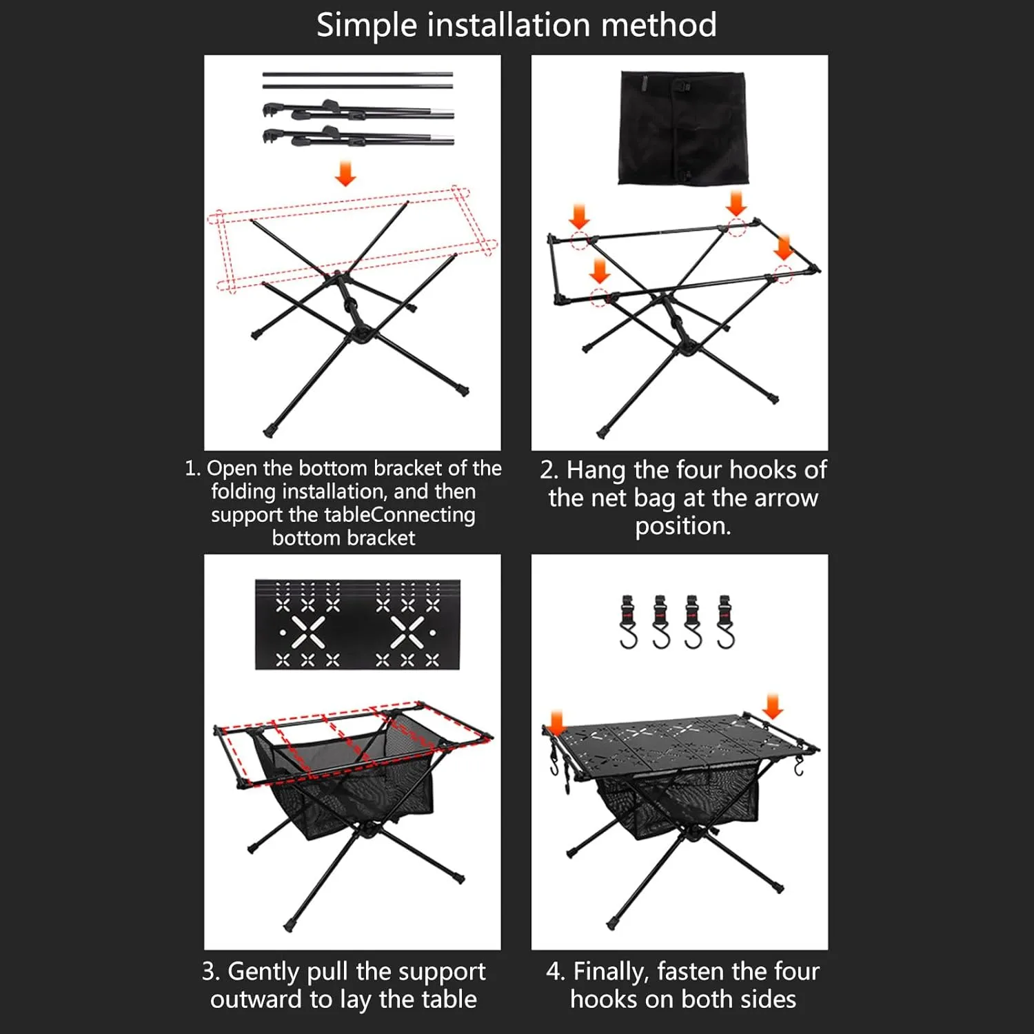 Outdoor Folding Table Portable Desk Aluminum Alloy Bracket Camping Table for Traveling BBQ Beachs