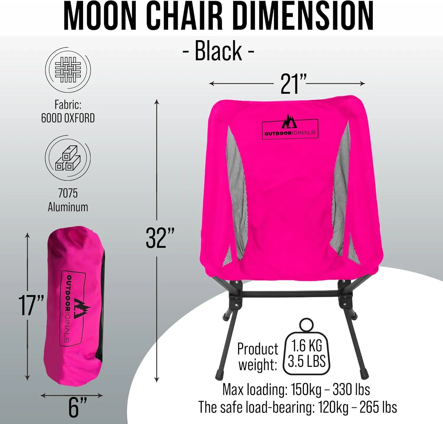 Outdoor Originals All-in-One Portable Camping Chair for Adults, Lightweight, Clicks Into Place, Great for Sports Games, Beach, Camping, Hiking - Compact Folding Chair with Travel Bag & Side Pocket