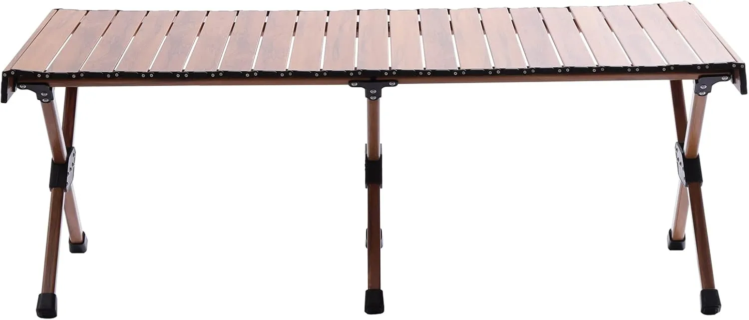 Outdoor Picnic Table,Portable Folding Table Aluminum Portable Roll-Up Picnic Table 4-6 Person for Backyard Patio Beach Travel Grill BBQ Party