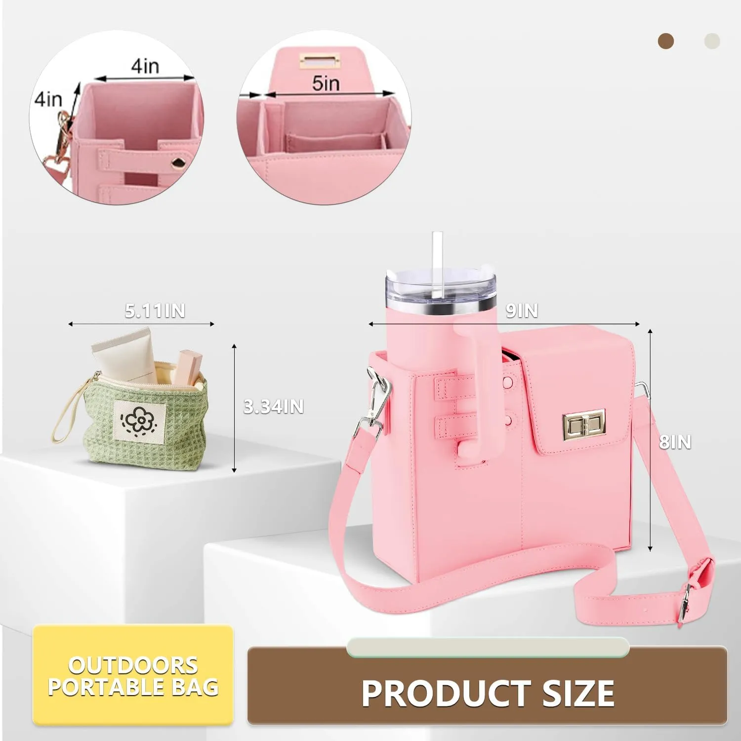 Outdoor Portable Crossbody Water Bottle Storage Bag, Adjustable Water Bottle Holder Suitable for Most Cups