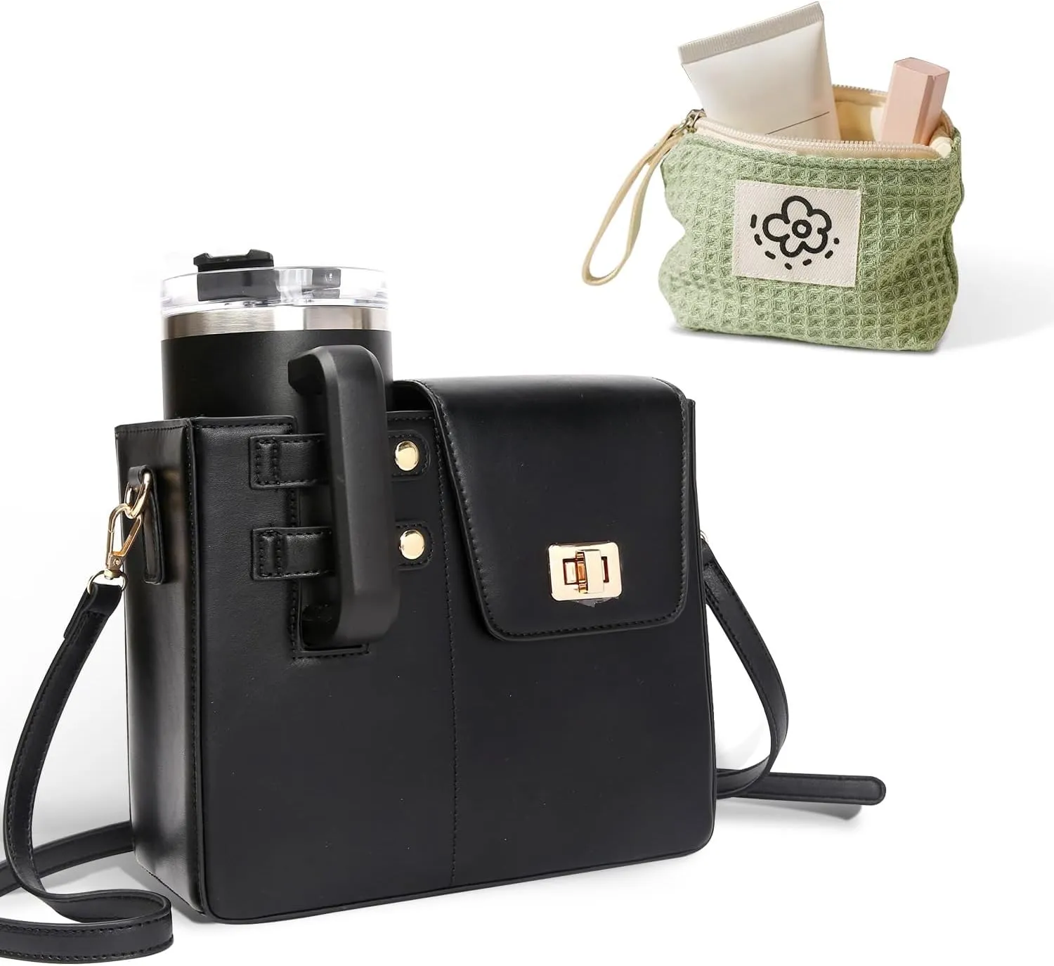 Outdoor Portable Crossbody Water Bottle Storage Bag, Adjustable Water Bottle Holder Suitable for Most Cups