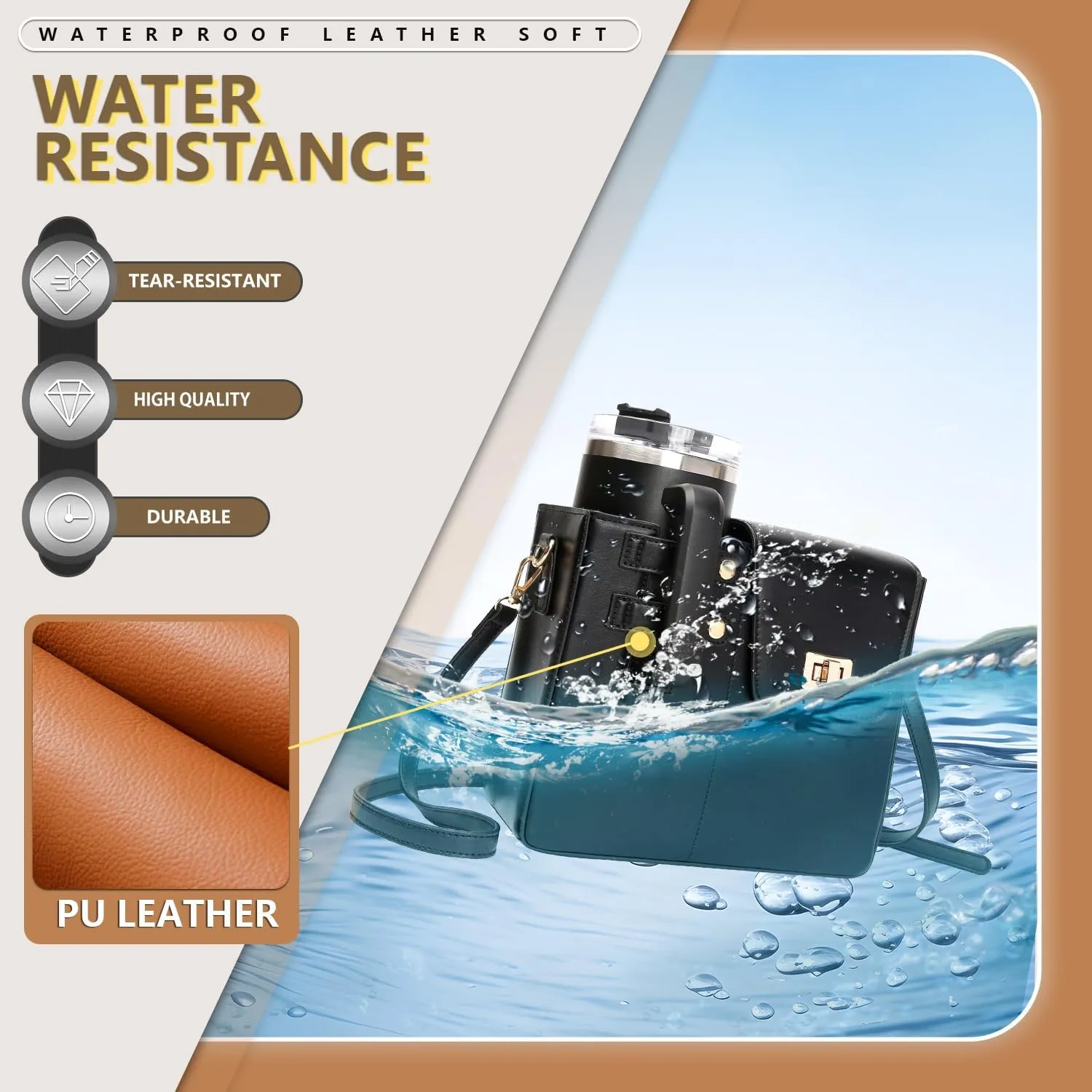 Outdoor Portable Crossbody Water Bottle Storage Bag, Adjustable Water Bottle Holder Suitable for Most Cups