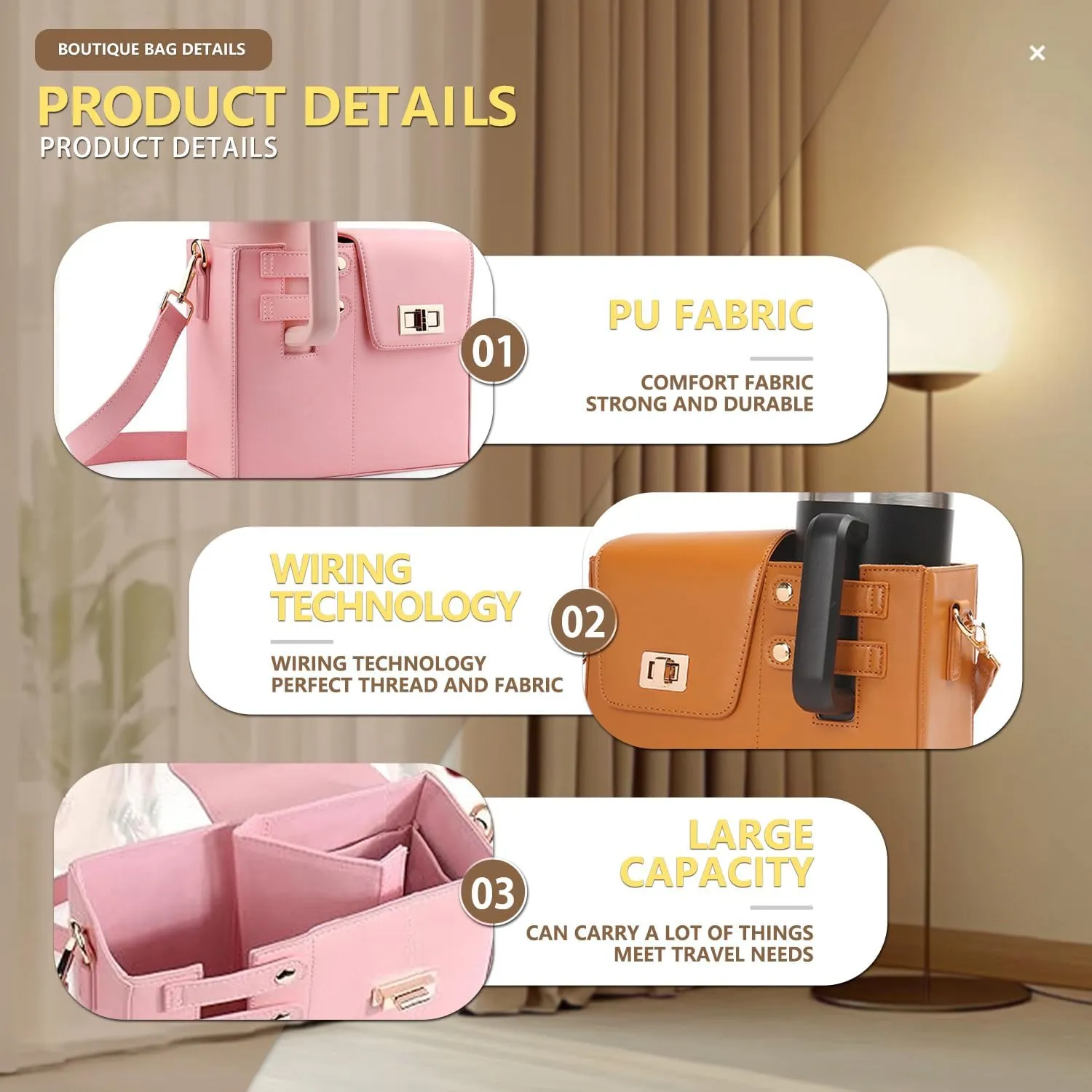Outdoor Portable Crossbody Water Bottle Storage Bag, Adjustable Water Bottle Holder Suitable for Most Cups
