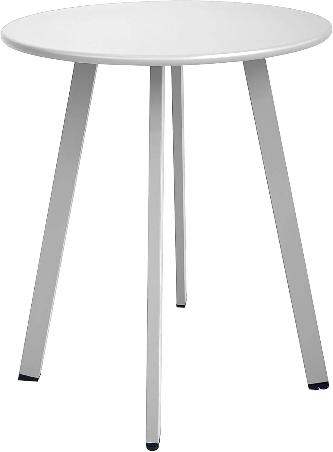 Outdoor Side Table, Weather Resistant Patio Small Side Table Outdoor Indoor Round Metal Steel Small Side Table, Waterproof End Table for Garden Balcony Yard, White