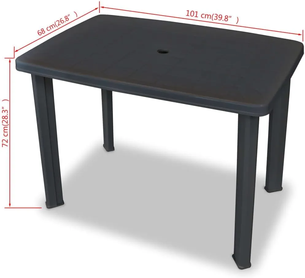 Outdoor Table Anthracite Plastic Lightweight - Portable Camping Dining Table for Outdoor Furniture, Kitchen, Picnic and Living Spaces