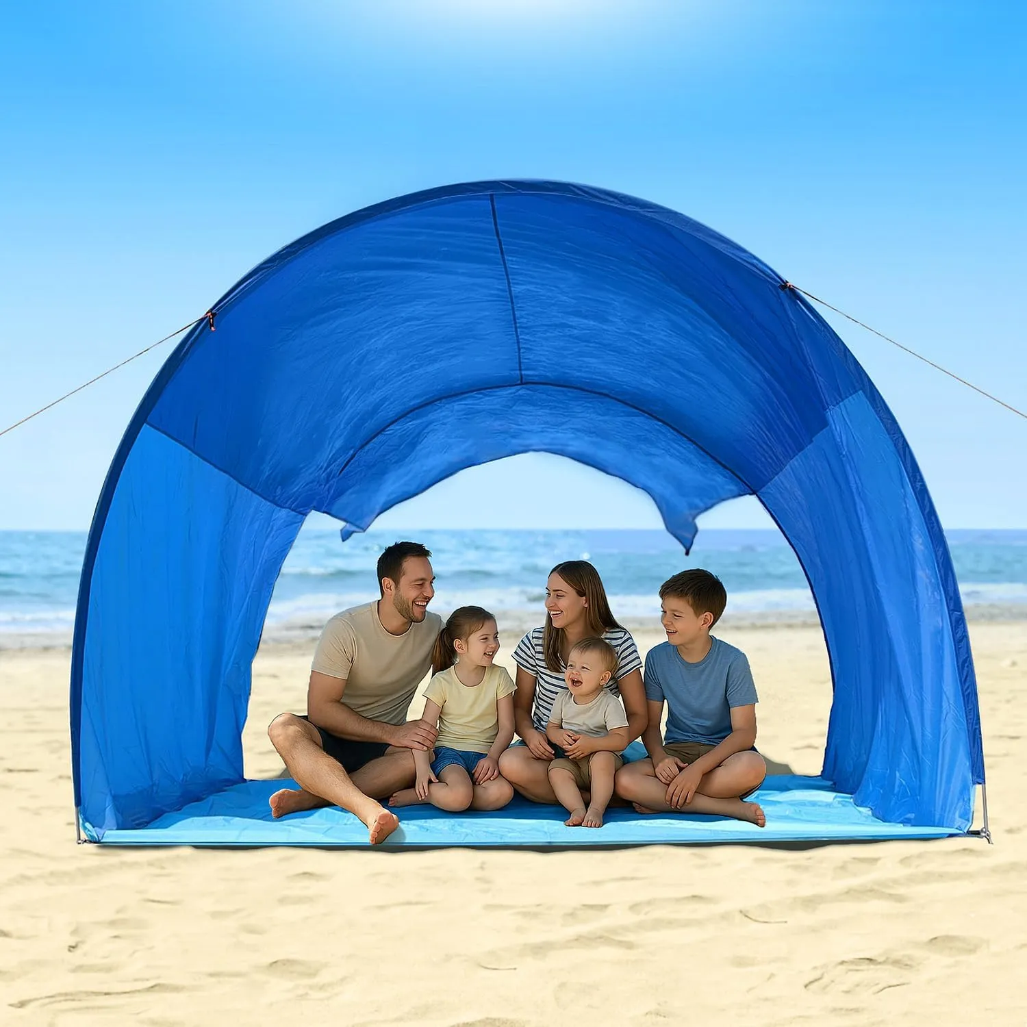 OUTELY Beach Tent Sun Shelter with UPF50  Protection, Patented Wind-Supported Design, One-Person Setup, 7.5ft Tall, Portable Beach Shade Canopy for 3-6 People