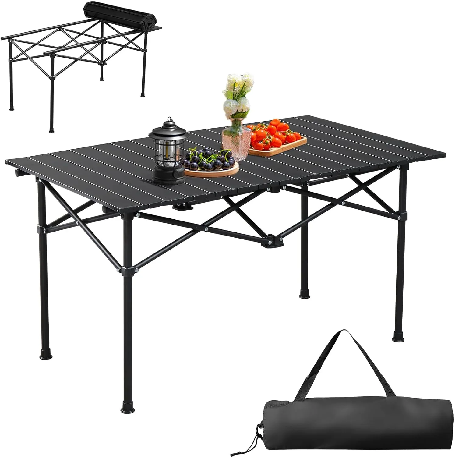 Outvita Beach Picnic Table, Lightweight Roll Up Low Camping Table, Portable Folding Table with Carrying Bag for Outdoor, BBQ, Sand, Picnic, Party, Patio 37.5 Inches