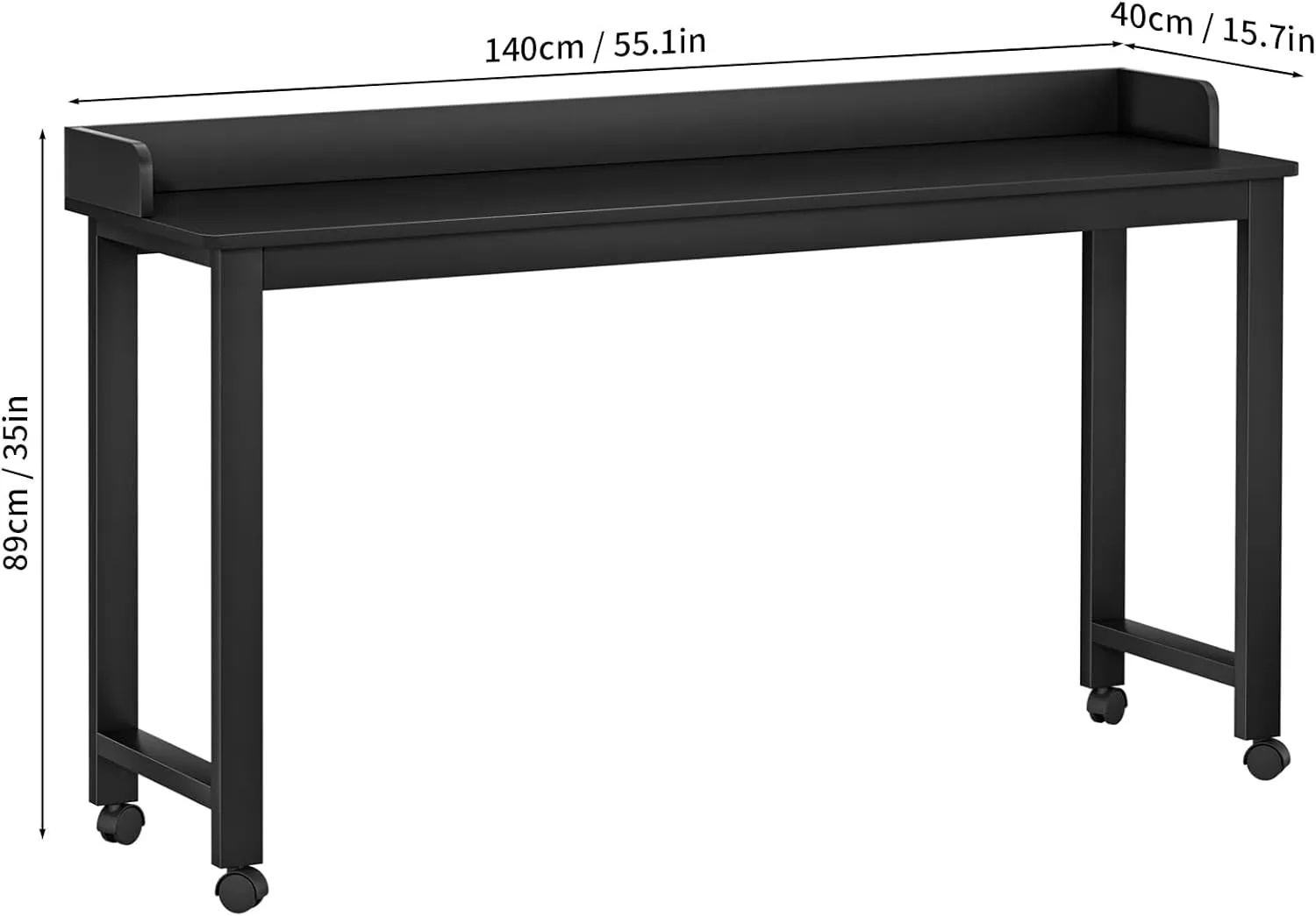 Overbed Table, Height Adjustable Rolling Laptop Desk with 360° Wheels, Mobile Computer Desk with Tiltable Desktop, Portable Bedside Table for Home Office Black
