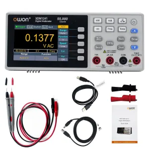 OWON XDM1241 Portable Digital Multimeter,3.5in Desktop Digital Multimeters, 55000 Counts LCD True RMS Temperature Tester Meter for Instruments and Laboratories, Factories
