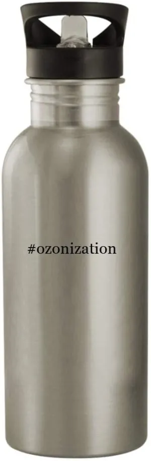 #ozonization - 20oz Stainless Steel Hashtag Outdoor Water Bottle, Silver