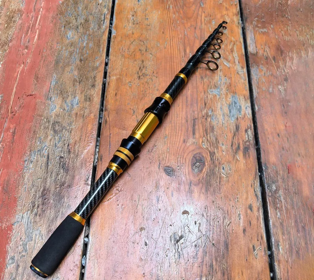 Pack of 1 1.8m-3.0m Carbon Fiber Fishing Rod Short Pocket Portable Spinning Rod Lure Pole Telescopic Carp Trout Beach Fish Rods