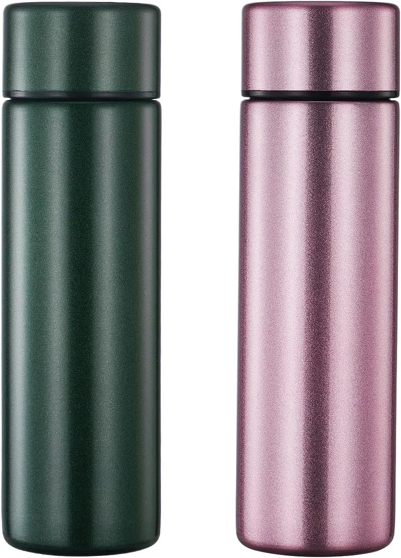 Pack of 2 Cute Thermos Water Bottle - 5 Oz Mini Insulated Stainless Steel Bottle - Keeps Cold for 12 hours, Hot for 6 hours, Perfect for Purse or Kids Lunch Bag