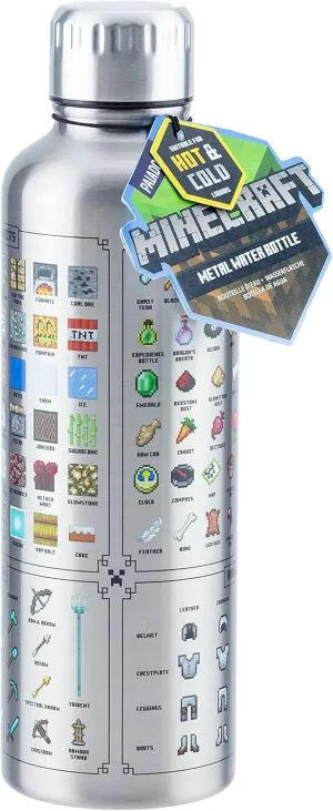 Paladone Minecraft Metal Water Bottle | Officially Licensed Gaming Merchandise