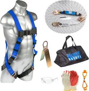 Palmer Safety Fall Protection Roofing Bucket Kit I Full-Body Harness, 50' Vertical Rope & Anchor Set I Safety Harness Kit